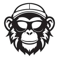 primate estilo icónico logo de un elegante mono vistiendo Gafas de sol vector