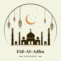 Eid Al Adha Mubarak Mosque Illustration Background Design. vector