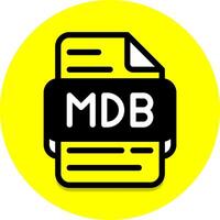 mdb documento archivo tipo icono. archivos y extensión iconos con un brillante amarillo antecedentes. en negro llenar diseño estilo. vector