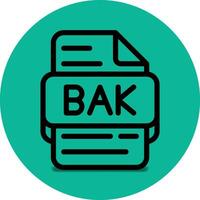 Bak file type icon. files and document format extension. with an outline style design and green background vector