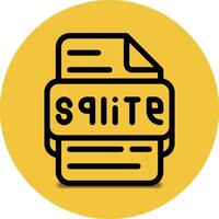 Sqlite file type icon. files and document format extension. with an outline style design and a turquoise yellow background vector