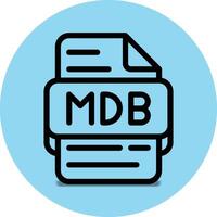 Mdb file type icon. files and document format extension. with an outline style design and sky blue background vector