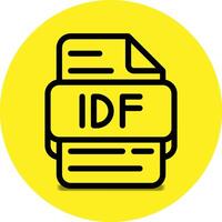 Idf file type icon. files and document format extension. with an outline style design and a bright yellow background vector