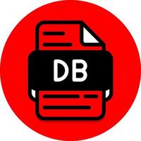 Db document file type icon. files and extension format icons. with a red background, black fill design vector
