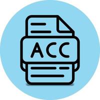 Acc file type icon. files and document format extension. with an outline style design and blue background vector