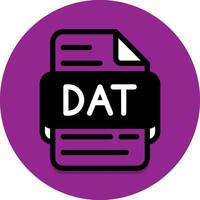 Dat document file type icon. files and extension format icons. with a purple background vector
