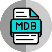 Mdb file type flat icons. document in format extension symbol icon. with a silver background at the back. vector