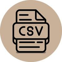 Csv file type icon. files and document format extension. with an outline style design and brown background vector