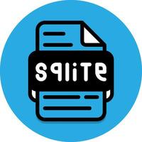 Sqlite file type icon. format files or document extension icons. with a round blue background. vector