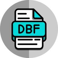 dbf archivo tipo iconos formato archivos extensión símbolo icono. con plano estilo y antecedentes. vector