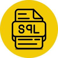 Sql file type icon. files and document format extension. with an outline style design and a turquoise yellow background vector