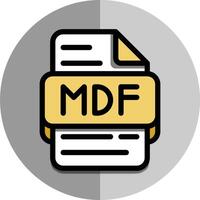 mdf archivo tipo plano iconos con un plata antecedentes a el atrás. documento en formato extensión símbolo icono. vector