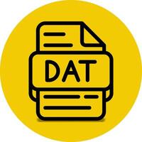 Dat file type icon. files and document format extension. with an outline style design and yellow background vector