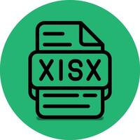 xlsx archivo tipo icono. archivos y documento formato extensión. con un contorno estilo diseño y un turquesa verde antecedentes vector