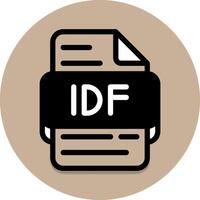 Idf document file type icon. files and extension format icons. with a light brown background. in black fill design style. vector