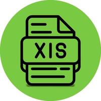 xls archivo tipo icono. archivos y documento formato extensión. con un contorno estilo diseño y un brillante verde antecedentes vector