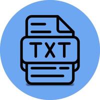 Txt file type icon. files and document format extension. with an outline style design and blue background vector