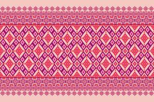 Geometric ethnic oriental seamless pattern. Axtec style embroidery floral pixel art background design for fabric, clothing, textile, scarf, wallpaper, table runner, wrapping, print, sarong vector