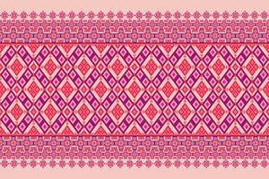 Geometric ethnic oriental seamless pattern. Axtec style embroidery floral pixel art background design for fabric, clothing, textile, scarf, wallpaper, table runner, wrapping, print, sarong vector