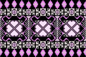 Geometric ethnic oriental seamless pattern. Axtec style embroidery floral pixel art background design for fabric, clothing, textile, scarf, wallpaper, table runner, wrapping, print, sarong vector