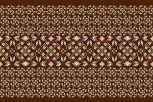Geometric ethnic oriental seamless pattern. Axtec style embroidery floral pixel art background design for fabric, clothing, textile, scarf, wallpaper, table runner, wrapping, print, sarong vector