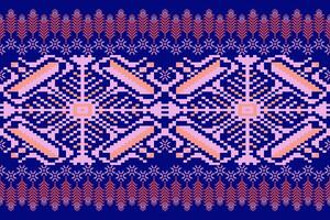 Geometric ethnic oriental seamless pattern. Axtec style embroidery floral pixel art background design for fabric, clothing, textile, scarf, wallpaper, table runner, wrapping, print, sarong vector