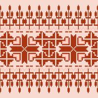 Geometric ethnic oriental seamless pattern. Axtec style embroidery floral pixel art background design for fabric, clothing, textile, scarf, wallpaper, table runner, wrapping, print, sarong vector