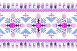 Geometric ethnic oriental seamless pattern. Axtec style embroidery floral pixel art background design for fabric, clothing, textile, scarf, wallpaper, table runner, wrapping, print, sarong vector