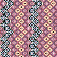 Geometric ethnic oriental seamless pattern. Axtec style embroidery floral pixel art background design for fabric, clothing, textile, scarf, wallpaper, table runner, wrapping, print, sarong vector