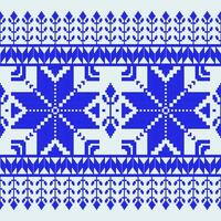 Geometric ethnic oriental seamless pattern. Axtec style embroidery floral pixel art background design for fabric, clothing, textile, scarf, wallpaper, table runner, wrapping, print, sarong vector