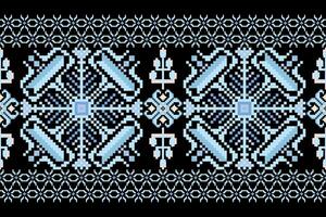 Geometric ethnic oriental seamless pattern. Axtec style embroidery floral pixel art background design for fabric, clothing, textile, scarf, wallpaper, table runner, wrapping, print, sarong vector