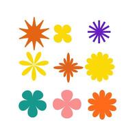 Set of stickers with naive playful abstract shapes. vector