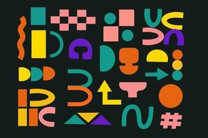 Set of stickers with naive playful abstract shapes. vector