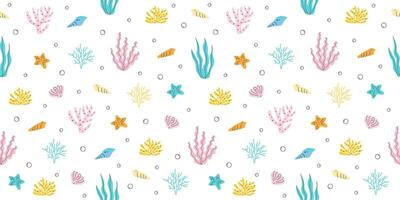 Seamless pattern with corals, seaweed or algae vector