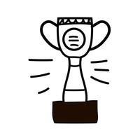 Award doodle hand drawn trophy. Winner award cup vector