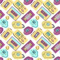 90s retro elements seamless pattern, retro style for background vector
