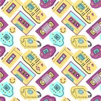 90s retro elements seamless pattern, retro style for background vector