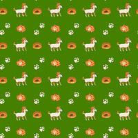 Cartoon dogs and equipment, supplies for pets and puppy seamless pattern vector