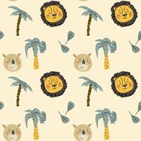 Wild african safari animals pattern in trendy scandinavian style. vector