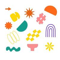 Set of stickers with naive playful abstract shapes. vector