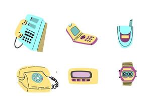 90s retro elements set or 80s, or y2k elements, retro style vector