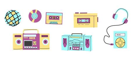 90s retro elements set or 80s, or y2k elements, retro style vector