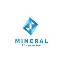 illustration of precious stone logo icon, minimalist natural mineral in blue color vector