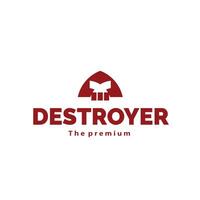 destructor logo icono con casco como símbolo vector
