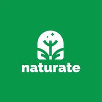 natural logo icono con silueta flor en verde antecedentes vector