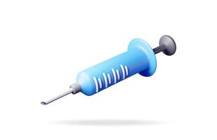 3d syringe icon isolated on white background. Render medical plastic vaccination syringe. Injection syringe needles. Healthcare hospital medical diagnostics. Urgency emergency. vector