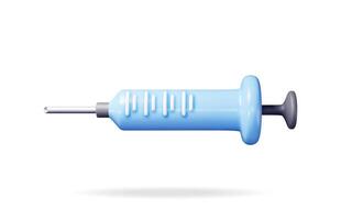 3d syringe icon isolated on white background. Render medical plastic vaccination syringe. Injection syringe needles. Healthcare hospital medical diagnostics. Urgency emergency. vector