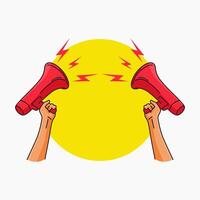 illustration of a megaphone speaker held in a hand vector