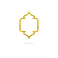 golden islamic logo with a frame. Elegant gold Islamic shape ornament frame. Abstract outline template for icon or badge, logo vector