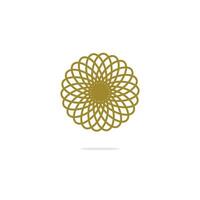 a golden flower logo on a white background. Luxury abstract islamic geometric ornament design element pattern. Outline art decoration vector